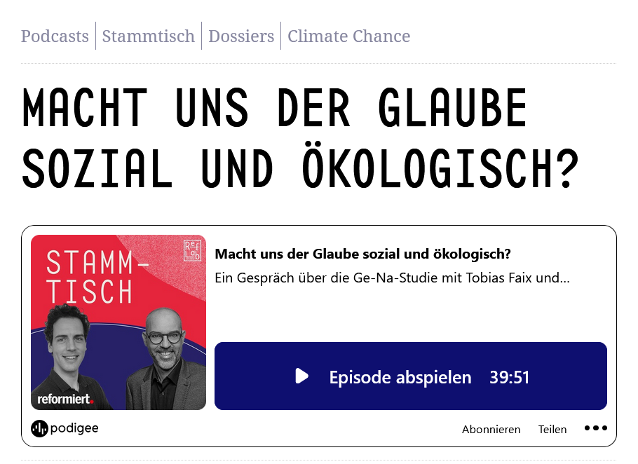 Read more about the article Podcast – Macht uns der Glaube sozial und ökologisch? | Stammtisch – ein Reflab Podcast